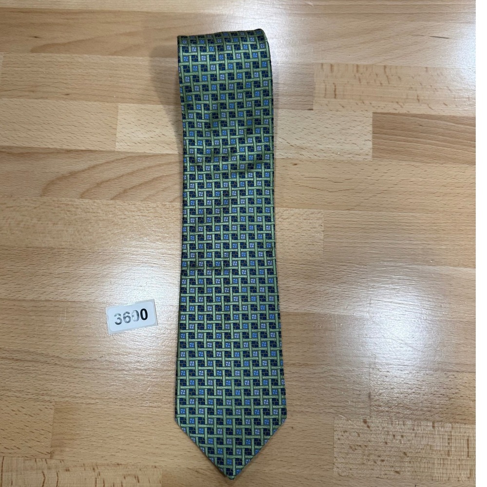 Jos A Bank Executive Collection Silk Necktie Green Blue Geometric